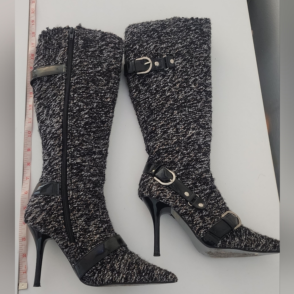 Black and white boots size 5